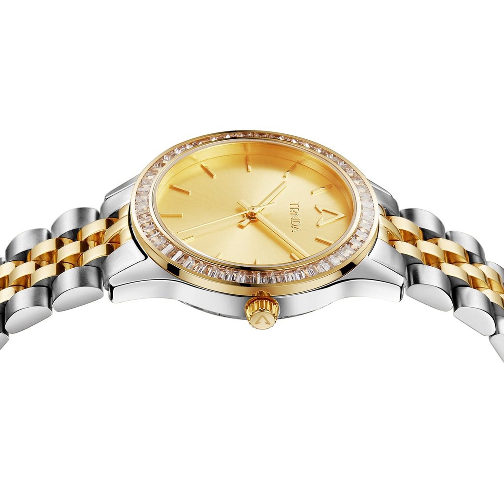 TRNDA Women's Watch with Silver Stainless Steel Case and Silver & Gold Stainless Steel Band