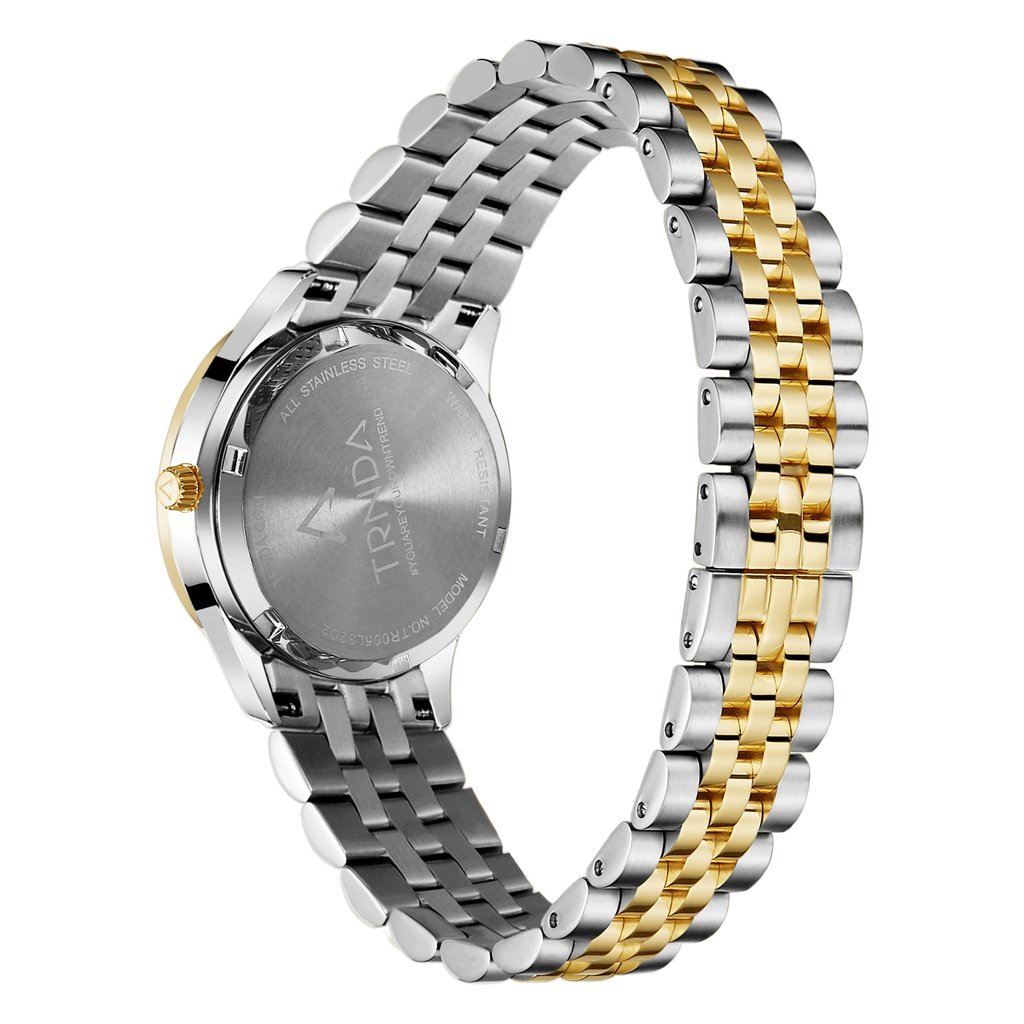 TRNDA Women's Watch with Silver Stainless Steel Case and Silver & Gold Stainless Steel Band