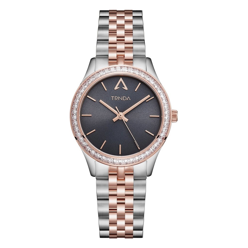 TRNDA Women's Watch with Silver Stainless Steel Case and Silver & Rose Gold Stainless Steel Band