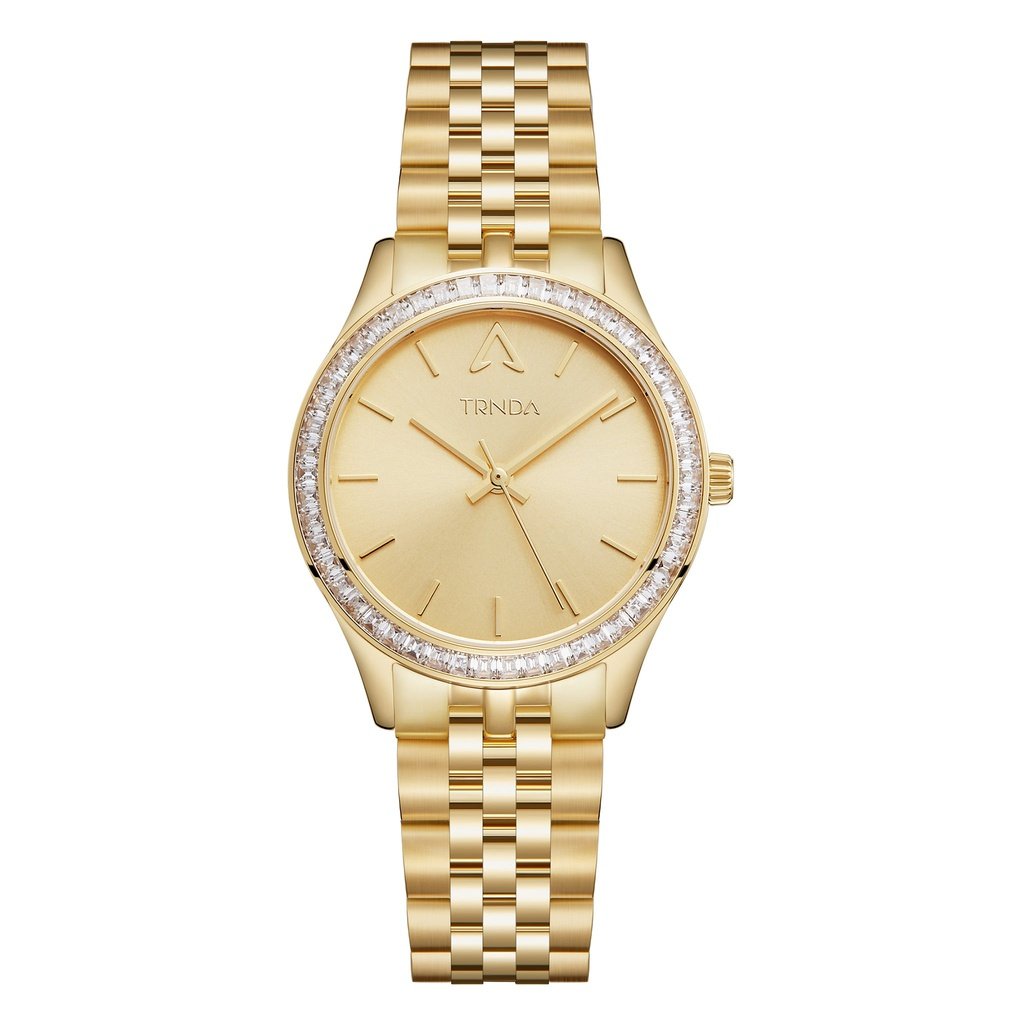 TRNDA Women's Watch with Gold Stainless Steel Case and Gold Stainless Steel Band