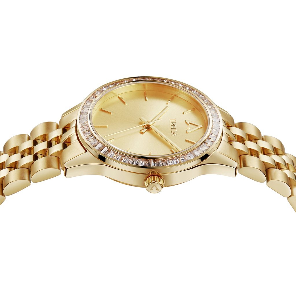 TRNDA Women's Watch with Gold Stainless Steel Case and Gold Stainless Steel Band