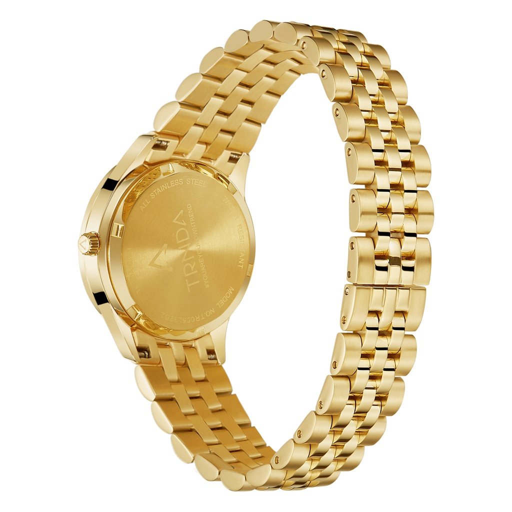 TRNDA Women's Watch with Gold Stainless Steel Case and Gold Stainless Steel Band