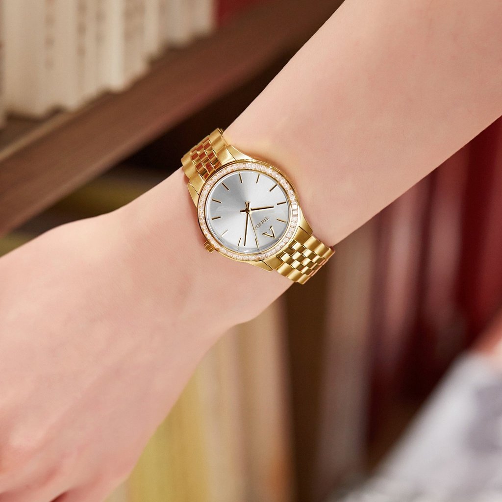 TRNDA Women's Watch with Gold Stainless Steel Case and Gold Stainless Steel Band