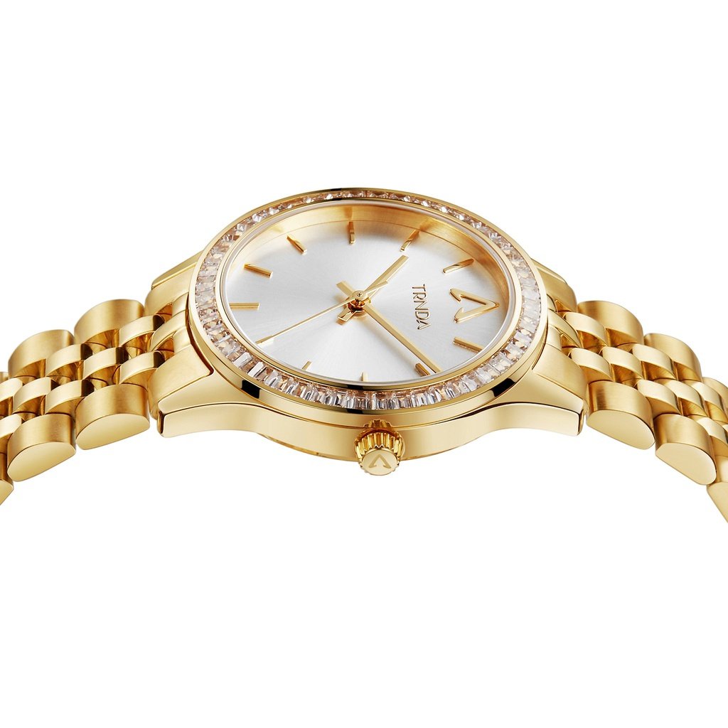 TRNDA Women's Watch with Gold Stainless Steel Case and Gold Stainless Steel Band