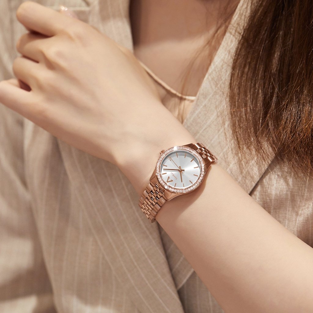 TRNDA Women's Watch with Rose Gold Stainless Steel Case and Rose Gold Stainless Steel Band