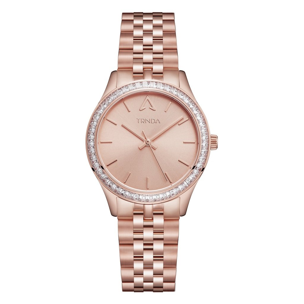 TRNDA Women's Watch with Rose Gold Stainless Steel Case and Rose Gold Stainless Steel Band