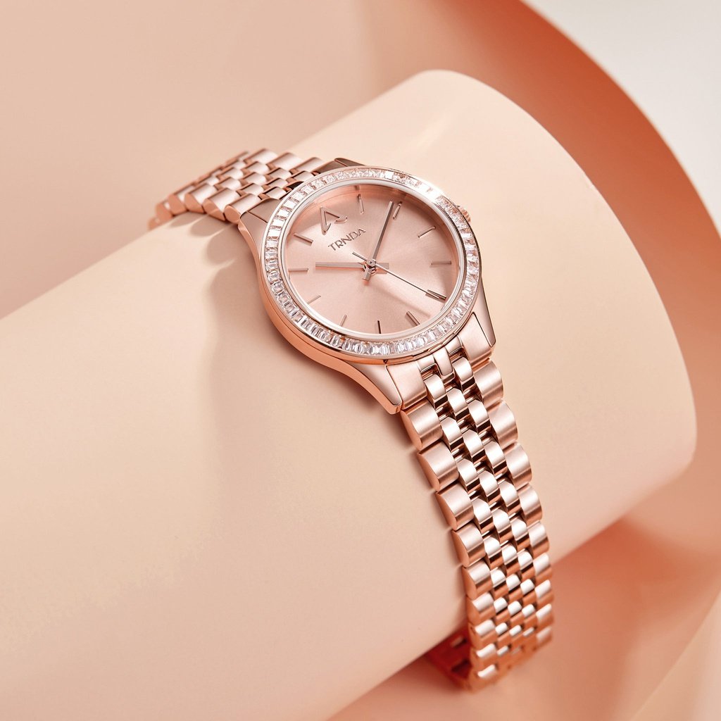 TRNDA Women's Watch with Rose Gold Stainless Steel Case and Rose Gold Stainless Steel Band