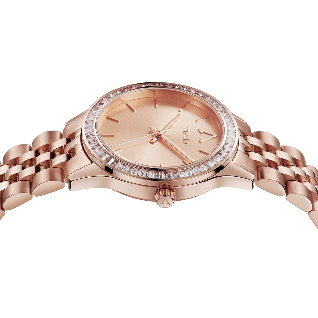 TRNDA Women's Watch with Rose Gold Stainless Steel Case and Rose Gold Stainless Steel Band