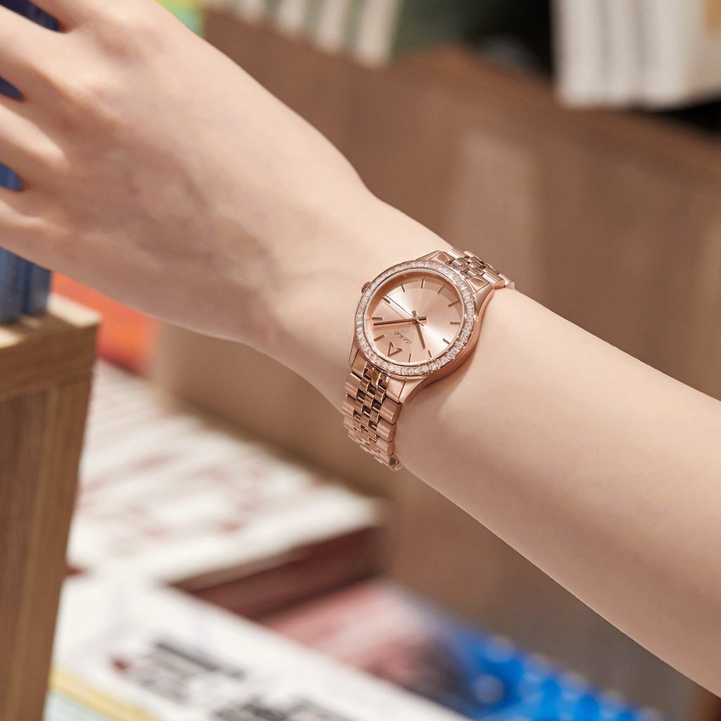 TRNDA Women's Watch with Rose Gold Stainless Steel Case and Rose Gold Stainless Steel Band