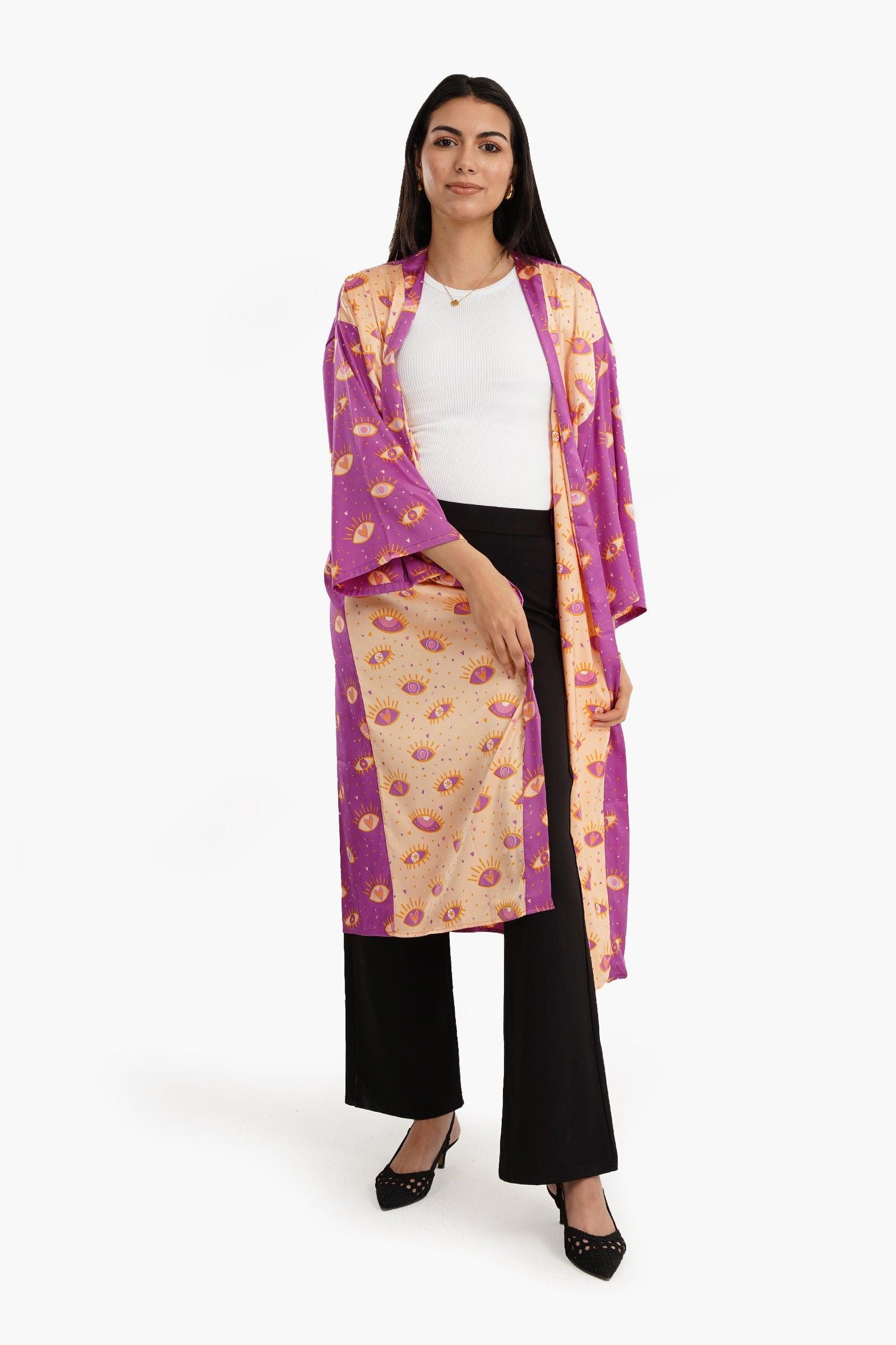 Clue - Color Block Satin Kimono