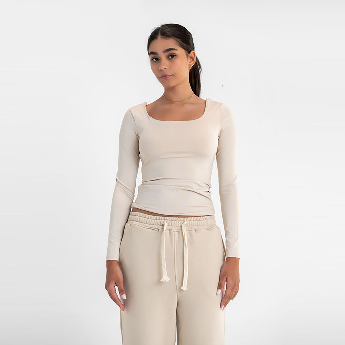 فيرمو - بلوزة طويلة بأكمام مع ياقة مستديرة للنساء