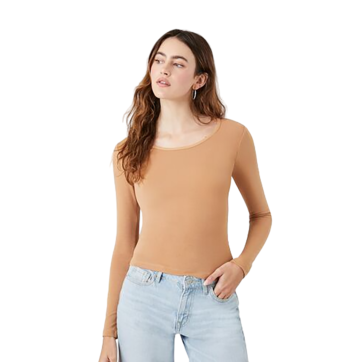 فوريفر 21 - توب برقبة واسعة من مزيج القطن - بيعت من قبل اف اي جي