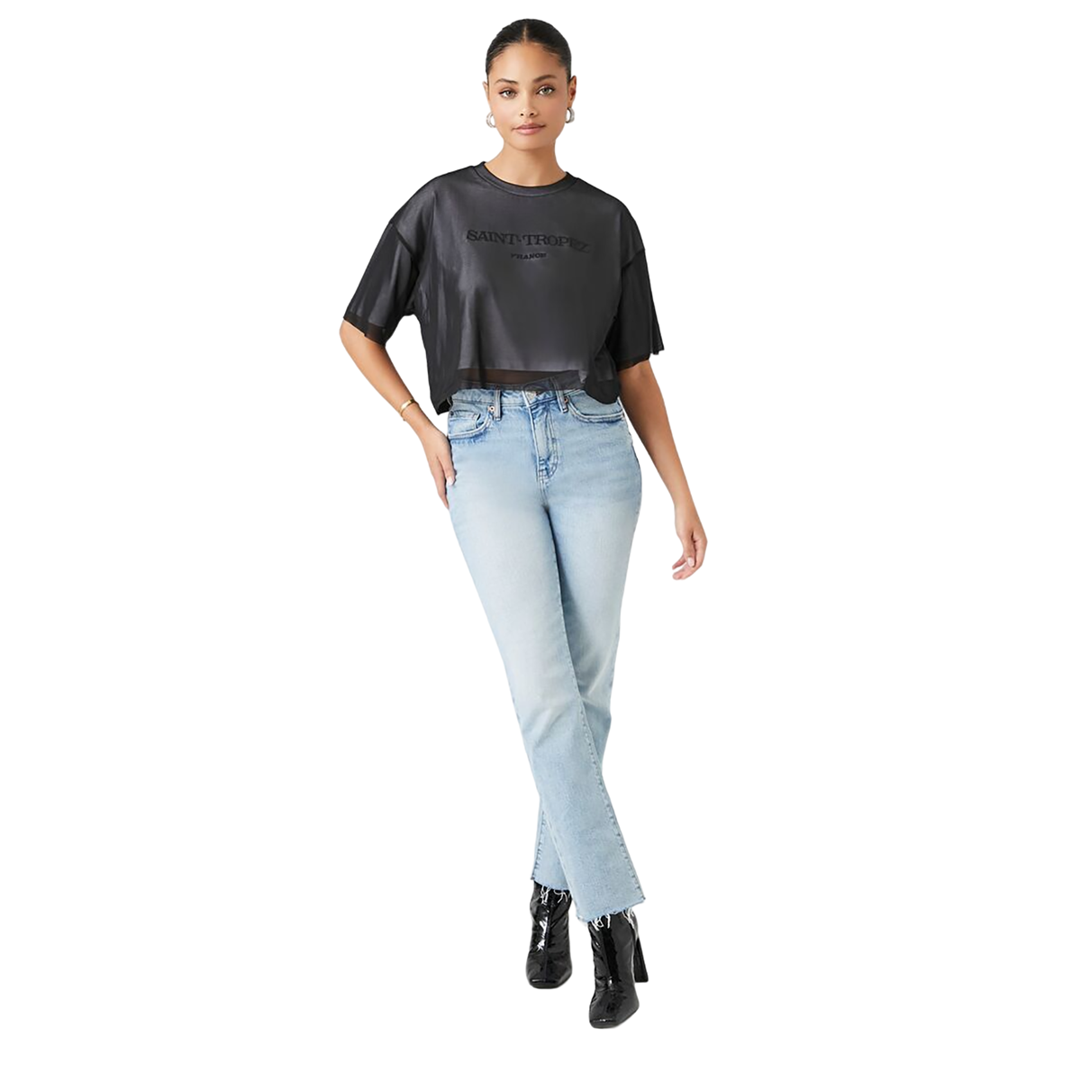 فوريفر 21 - تي شيرت شبكي قصير - بيعت من قبل اف اي جي