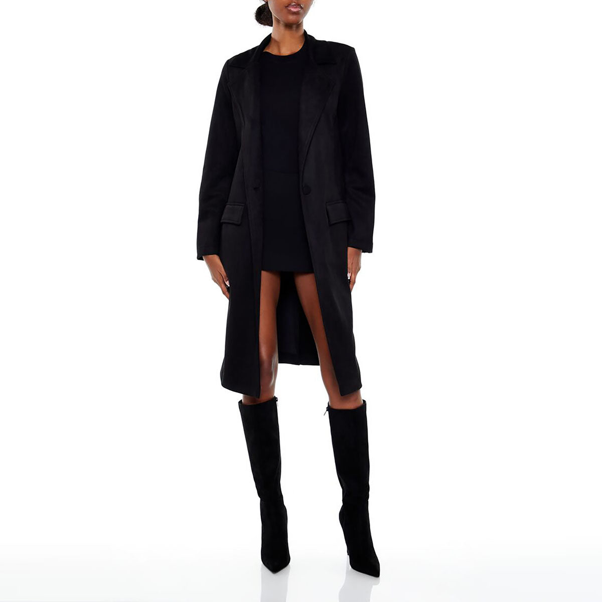 فور ايفر 21 - معطف طويل من جلد الغزال للنساء - بيعت من قبل اف اي جي