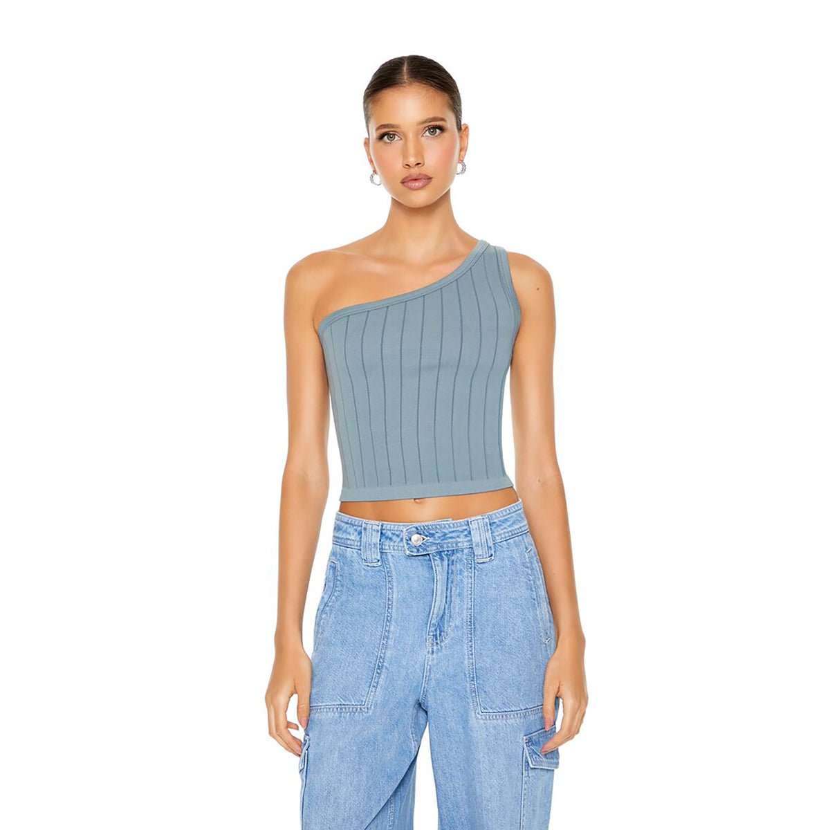 فوريفر 21 - كروب توب بكتف واحد بدون خياطة - بيعت من قبل اف اي جي