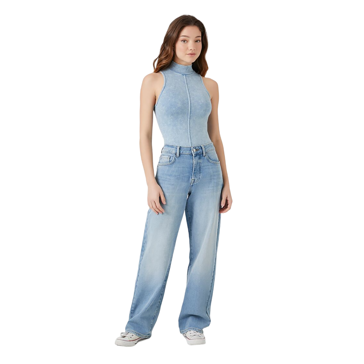 فوريفر 21 - بدلة للجسم بدون خياطة برقبة وهمية - بيعت من قبل اف اي جي