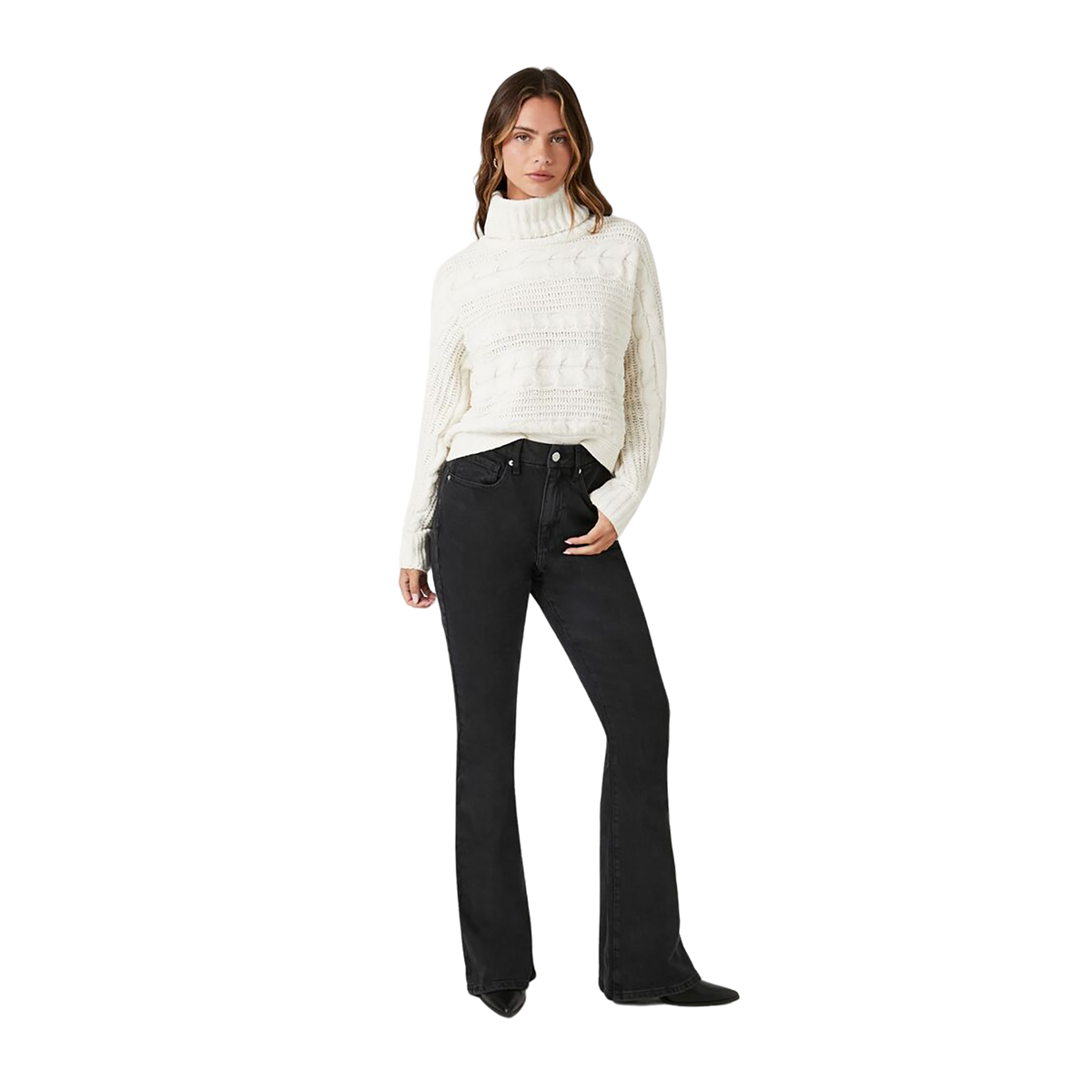 فوريفر 21 - بنطلون جينز فلير متوسط الارتفاع - بيعت من قبل اف اي جي