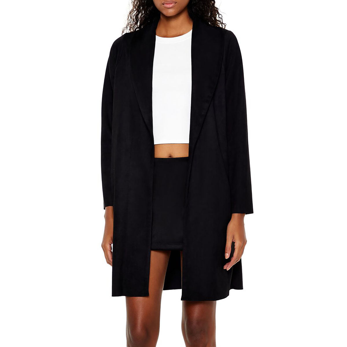 فور ايفر 21 - معطف من جلد الغزال مفتوح من الأمام للنساء - بيعت من قبل اف اي جي