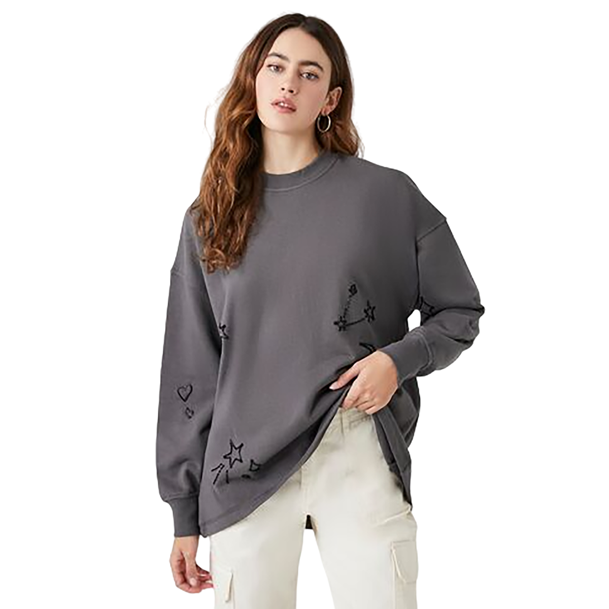 فوريفر 21 - بلوفر مطرز مريح للنساء - بيعت من قبل اف اي جي