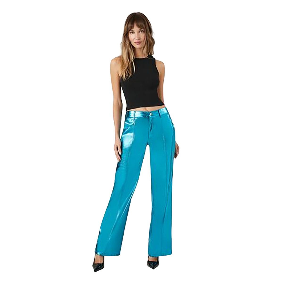 فوريفر 21 - بنطلون ميتاليك واسع الساق - بيعت من قبل اف اي جي