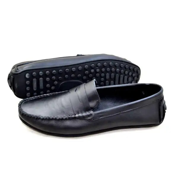 Leazus - LEATHER MOCCASIN SHOES - M500 BLACK