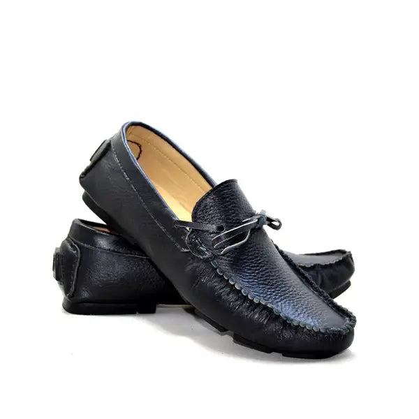 Leazus - LEATHER MOCCASIN SHOES - M600 BLACK