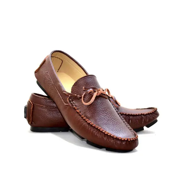 Leazus - LEATHER MOCCASIN SHOES - M600 BROWN