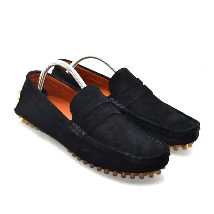 Leazus - LEATHER MOCCASIN SHOES - M200 BLACK