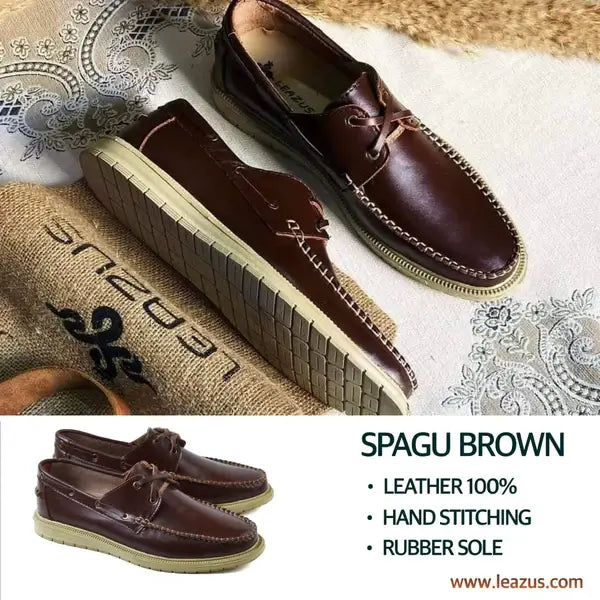 Leazus - Leather Casual Shoes - SPAGU Brown