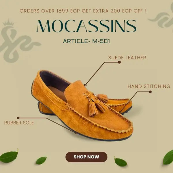 Leazus - LEATHER MOCCASIN SHOES - M-501 HAVAN