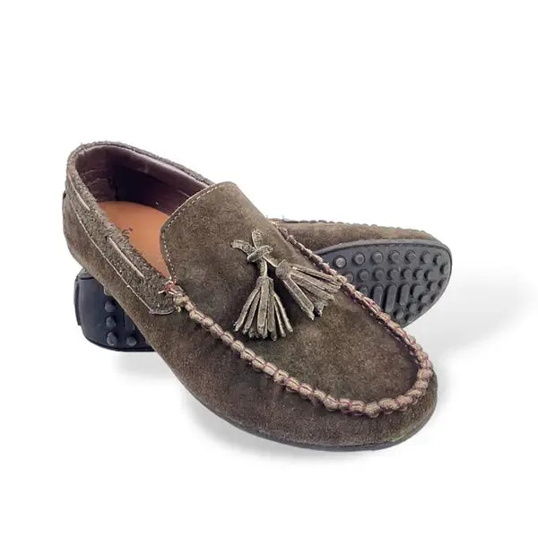 Leazus - LEATHER MOCCASIN SHOES - M-501 OLIVE