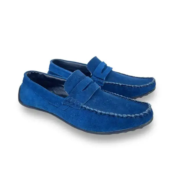 Leazus - Leather Mocassin Shoes - M-201 Blue