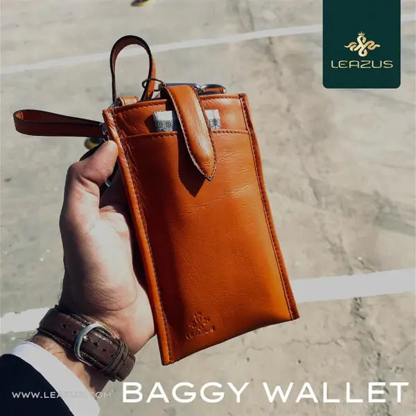 Leazus - Orange - LEATHER BAGGY WALLET