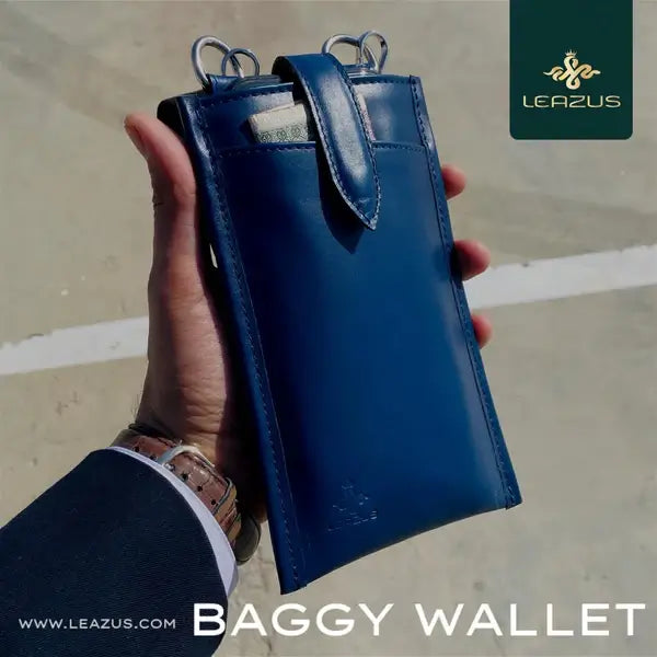 Leazus - Blue - LEATHER BAGGY WALLET