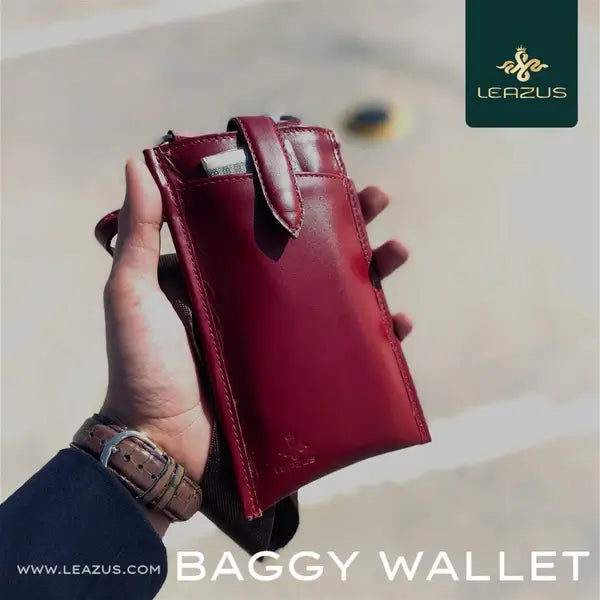 Leazus - Burgundy - LEATHER BAGGY WALLET