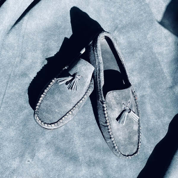 Leazus - LEATHER MOCCASIN SHOES - M-501 GRAY