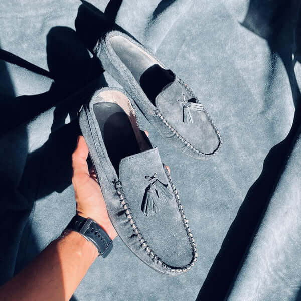 Leazus - LEATHER MOCCASIN SHOES - M-501 GRAY