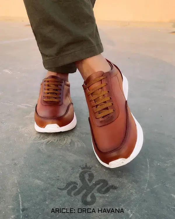 Leazus - ORCA LEATHER SNEAKER - HAVANA