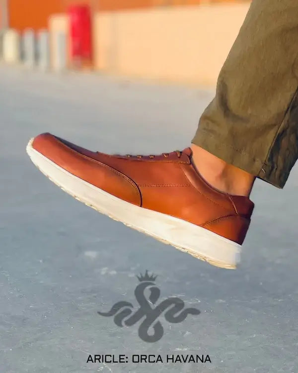 Leazus - ORCA LEATHER SNEAKER - HAVANA