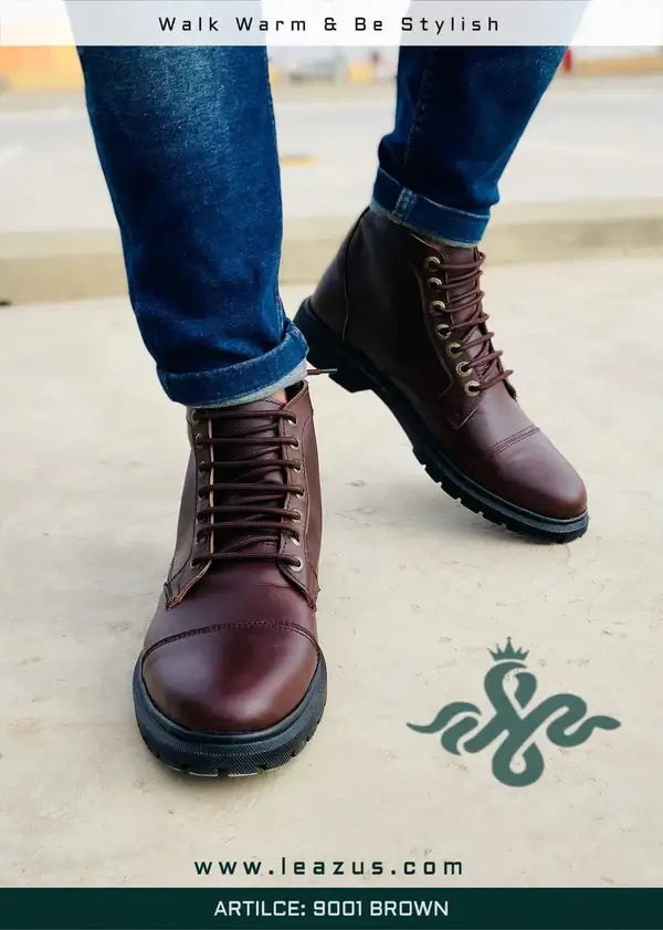 Leazus - Leather Derby Halfboot - 9001 Brown