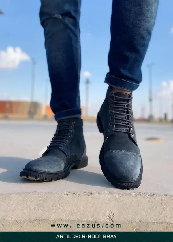 Leazus - Leather Halfboot - S-9001 Gray