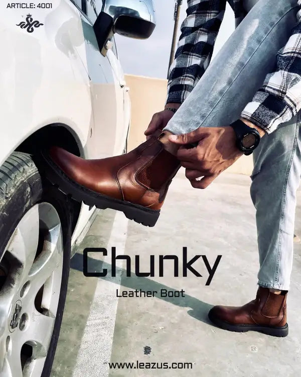 Leazus - Leather Chunky Boot - 4001 HAVAN