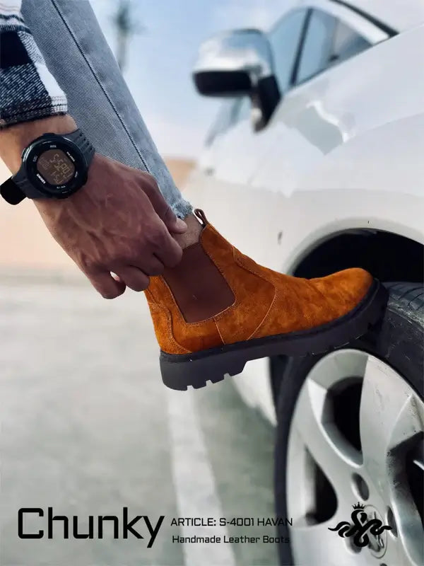 Leazus - Leather Chunky Boot - S-4001 HAVAN