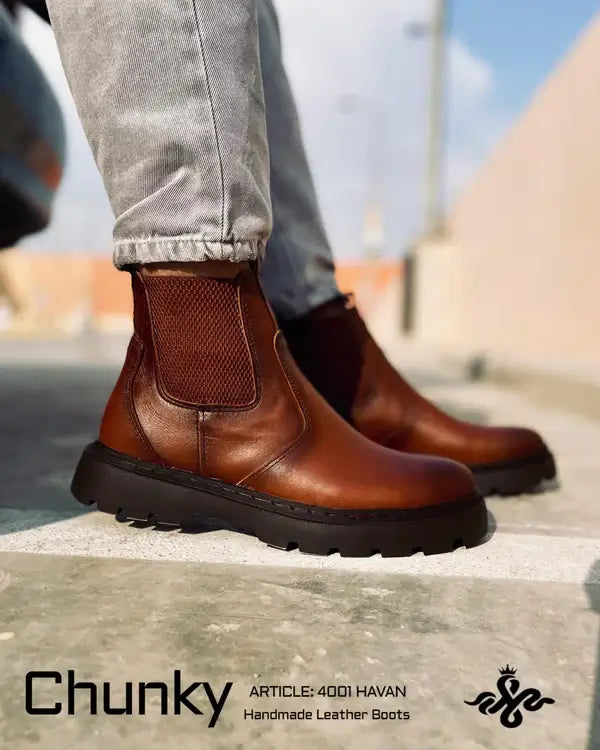 Leazus - Leather Chunky Boot - 4001 HAVAN