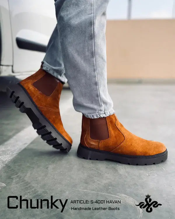 Leazus - Leather Chunky Boot - S-4001 HAVAN