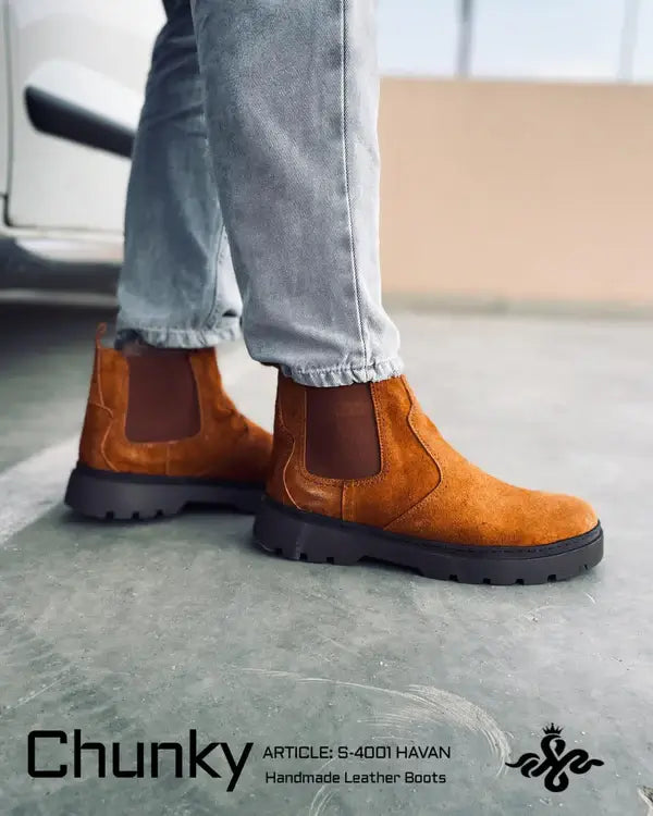 Leazus - Leather Chunky Boot - S-4001 HAVAN