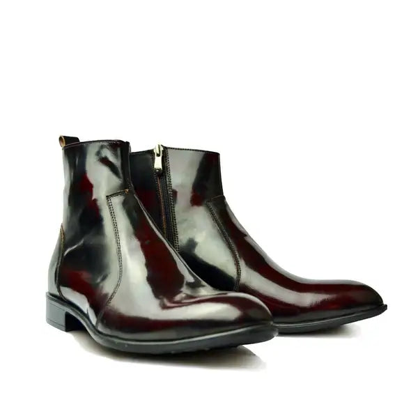 Leazus - Leather Zipper Boot - S-Zipup Burgundy