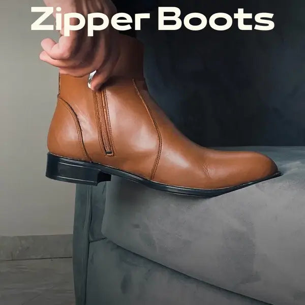 Leazus - Leather Zipper Boot - Zipup Havan