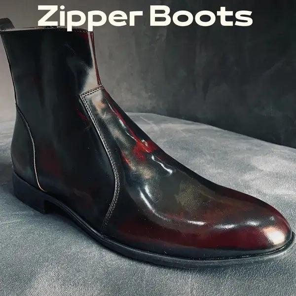 Leazus - Leather Zipper Boot - S-Zipup Burgundy