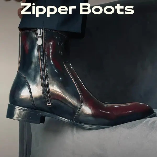 Leazus - Leather Zipper Boot - S-Zipup Burgundy